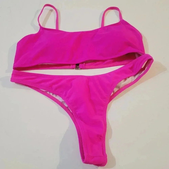 Summer Mae Women's Thong Bikini Swimsuit Adjustable Straps Pink Size L - Picture 1 of 5